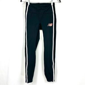 New Balance Black Leggings with White and Pink Accents
